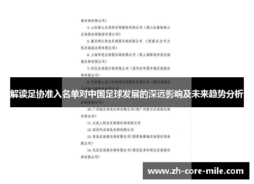 解读足协准入名单对中国足球发展的深远影响及未来趋势分析